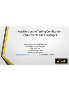 Non Destructive Testing Certification Requirements and 